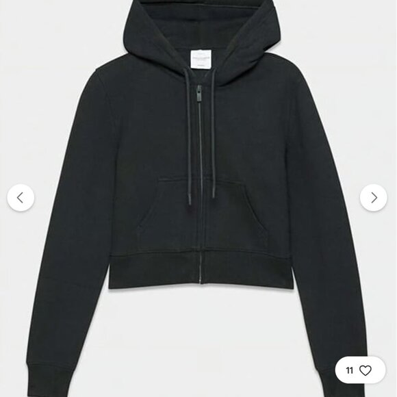 Aritzia Black TNA Cozy Sweatflece Snug Fit Full Zip Sweatshirt - New - Picture 1 of 8